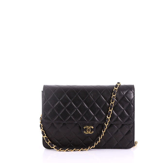Chanel Vintage Clutch with Chain Quilted Leather Medium Black 38440154