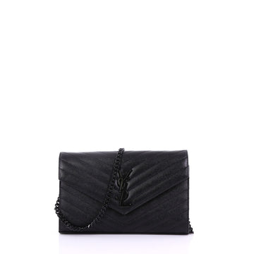 Saint Laurent Classic Monogram Wallet on Chain Matelasse Chevron Leather Medium
