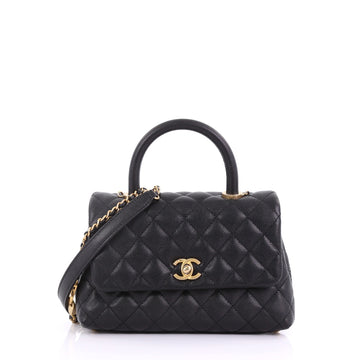 Chanel Coco Top Handle Bag Quilted Caviar Mini Black 38440166
