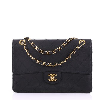 Chanel Model: Vintage Chain Flap Shoulder Bag Quilted Caviar Small Black 38440/171