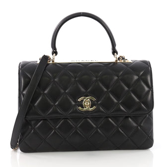 Chanel Trendy CC Top Handle Bag Quilted Lambskin Medium Black 38440172