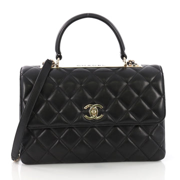 Chanel Trendy CC Top Handle Bag Quilted Lambskin Medium Black 38440172