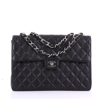 Chanel Vintage Square Classic Single Flap Bag Quilted Caviar Jumbo 38440175