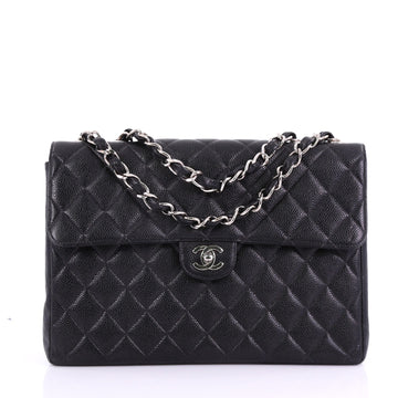 Chanel Vintage Square Classic Single Flap Bag Quilted Caviar Jumbo 38440175