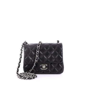 Chanel Square Classic Single Flap Bag Quilted Caviar Mini Black 38440188