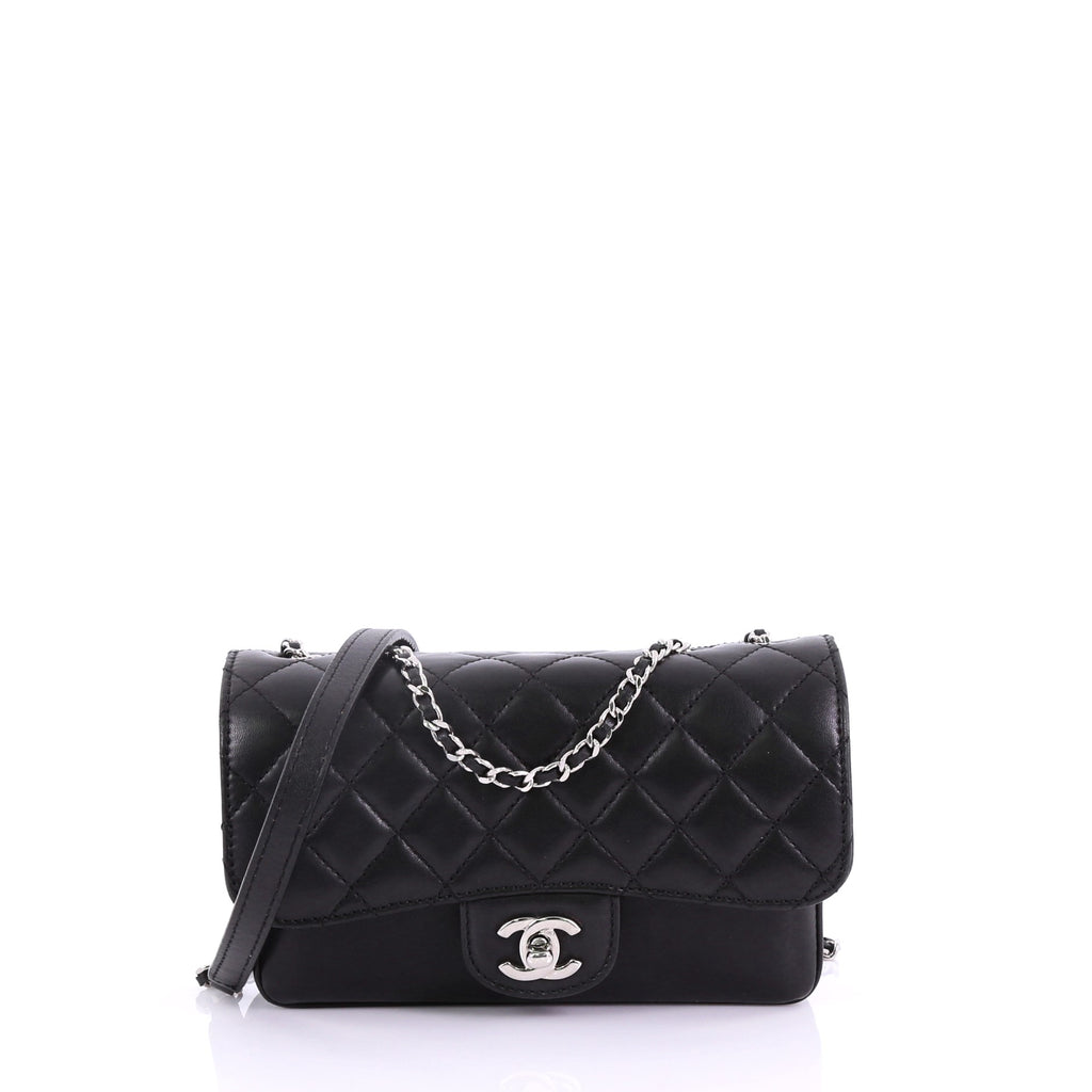 Chanel Clams Pocket Flap Bag Quilted Lambskin Small Black 38440197