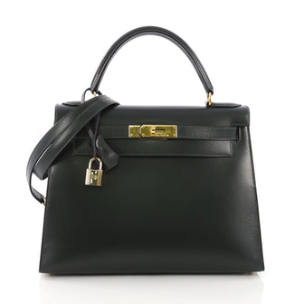 Hermes Kelly Handbag Green Box Calf with Gold Hardware 3844020