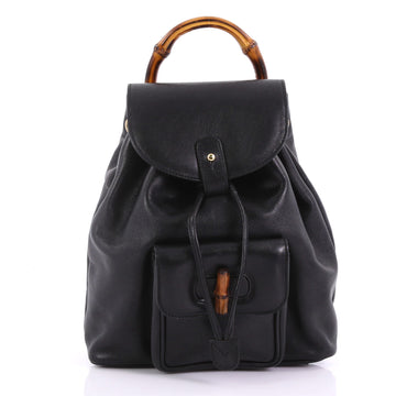Gucci Vintage Bamboo Backpack Leather Mini Black 38440226