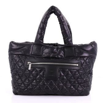 Chanel Coco Cocoon Zipped Tote Quilted Nylon Medium Black 38440232