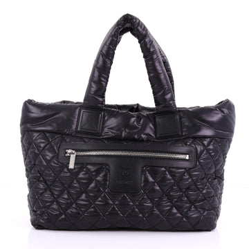 Chanel Coco Cocoon Zipped Tote Quilted Nylon Medium Black 38440232
