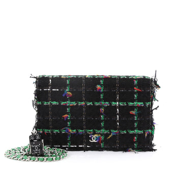 Chanel Wallet on Chain Fringe Tweed - Designer Handbag Black 38440236