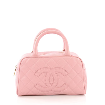 Chanel Timeless CC Bowler Bag Quilted Caviar Small Pink 38440237