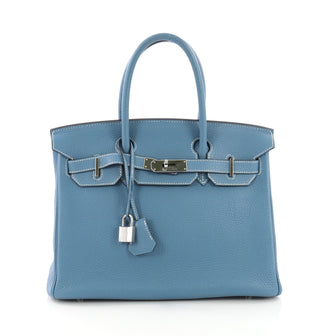 Hermes Birkin Handbag Blue Togo with Palladium Hardware 384402