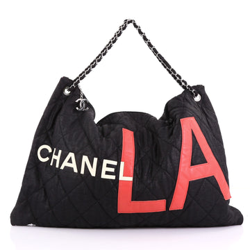Chanel L.A. Tote Quilted Jersey Large Black 3844045