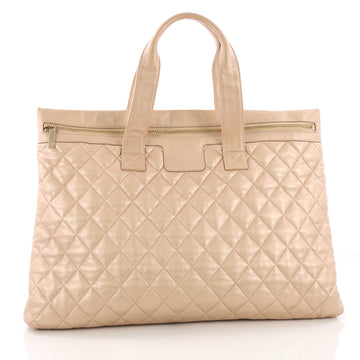 Chanel Coco Cocoon Flat Tote Quilted Calfskin Large Neutral 3844049