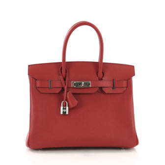 Hermes Birkin Handbag Red Epsom with Palladium Hardware 384404
