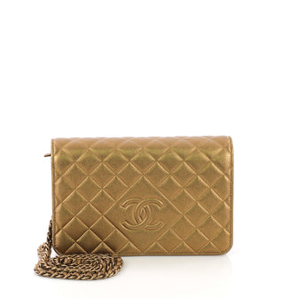Chanel Diamond CC Wallet on Chain Quilted Lambskin Gold 3844050
