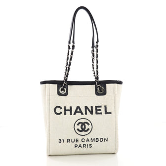 Chanel North South Deauville Chain Tote Raffia Small White 3844051