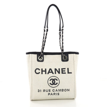 Chanel North South Deauville Chain Tote Raffia Small White 3844051