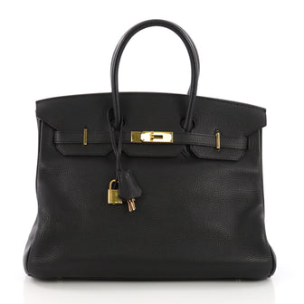 Hermes Birkin Handbag Black Togo with Gold Hardware 35 - Rebag
