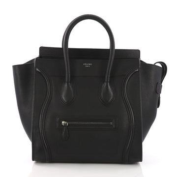 Celine Luggage Handbag Grainy Leather Mini Black 3844063