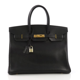 Hermes Birkin Handbag Black Ardennes with Gold Hardware 35 - Rebag