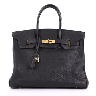 Hermes Birkin Handbag Black Togo with Gold Hardware 35 - Rebag