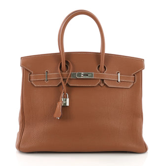 Hermes Birkin Handbag Brown Togo with Palladium Hardware 35 - Rebag