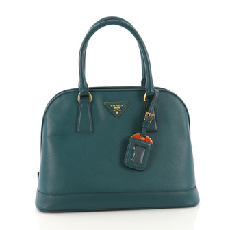 Prada Open Promenade Handbag Saffiano Leather Medium Blue 384471