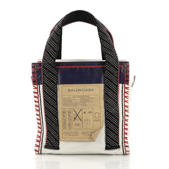 Balenciaga Scaffold Shopper Tote Whipstitch Leather Small White 384496