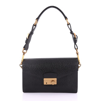 Prada Sound Bag Pebbled Leather Small Black 384631
