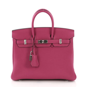 Birkin Handbag Rose Pourpre Togo with Palladium Hardware 25
