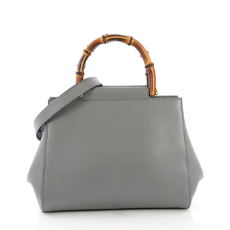Gucci Nymphaea Top Handle Bag Leather Small Gray 3846816