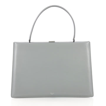 Celine Clasp Top Handle Bag Leather Medium Blue 384692