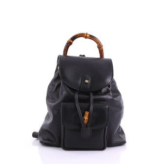 Gucci Vintage Bamboo Backpack Leather Mini Black 3848312