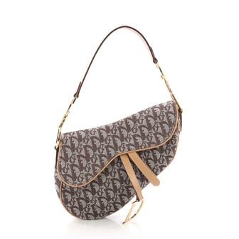 Christian Dior Vintage Saddle Bag Diorissimo Canvas Medium Brown 3848314