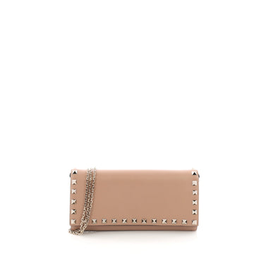Valentino Rockstud Wallet On Chain Leather Neutral 384862