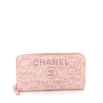 Chanel Deauville Zip Around Wallet Raffia Long Pink 3848814