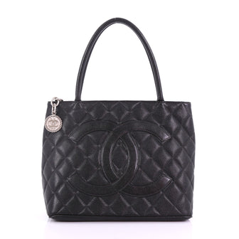  Chanel Medallion Tote Quilted Caviar Black 3848817