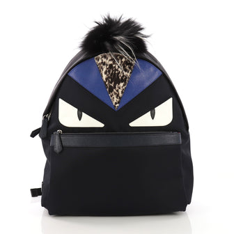 Fendi Monster Backpack Nylon with Leather and Fur Medium - Rebag