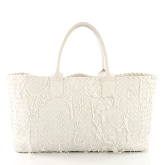 Bottega Veneta Cabat Tote Limited Edition Fringe Net Intrecciato Nappa Medium White 3848828