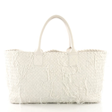 Bottega Veneta Cabat Tote Limited Edition Fringe Net Intrecciato Nappa Medium White 3848828