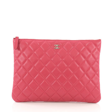 Chanel O Case Clutch Quilted Lambskin Medium Pink 3848838
