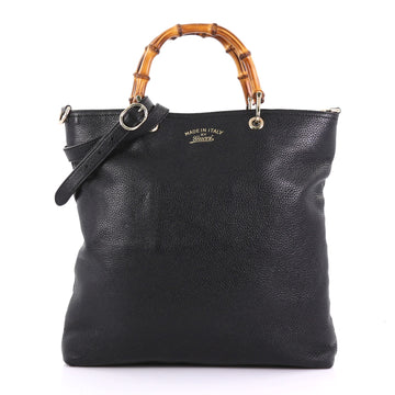 Gucci Bamboo Convertible Tote Leather North South Black 3848854