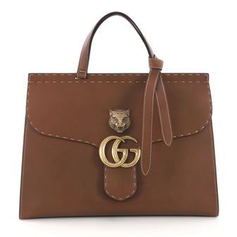 Gucci GG Marmont Animalier Top Handle Bag Leather Medium - Rebag
