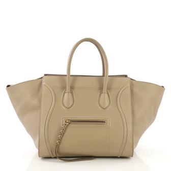 Celine Phantom Handbag Smooth Leather Medium Neutral 385001