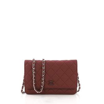 Chanel Wallet on Chain Quilted Rubberized Calfskin Red