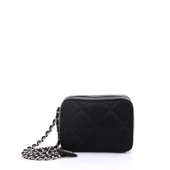 Chanel Vintage Charm Camera Bag Quilted Satin Small Black
