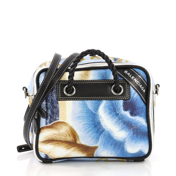Balenciaga Blanket Square Bag Printed Leather Small Blue