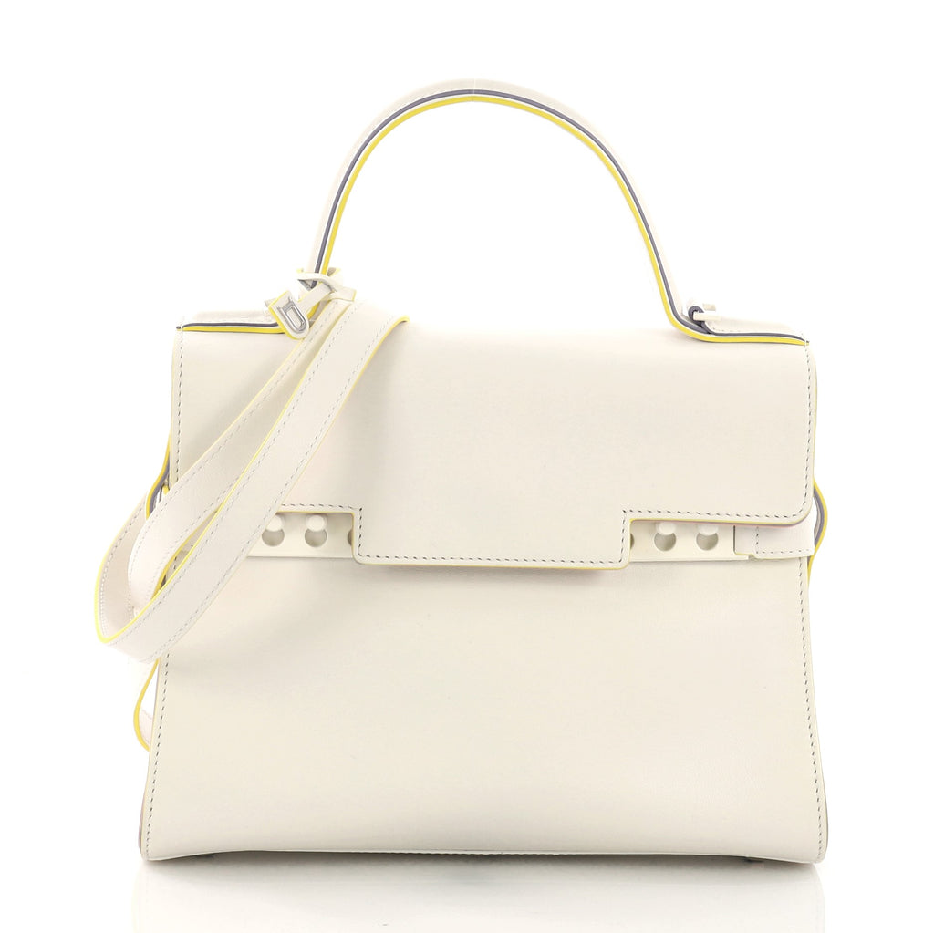 Delvaux Tempete Top Handle Bag Leather MM White 38526112